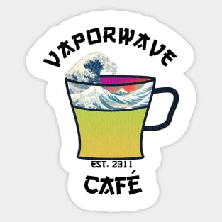 Vaporwave Aesthetic Great Wave Off Kanagawa Cafe Coffee Tea Sticker